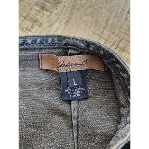 Arden B Vintage Denim Jean Ruched Pencil Skirt Women's Size L Made in USA - Picture 6 of 7